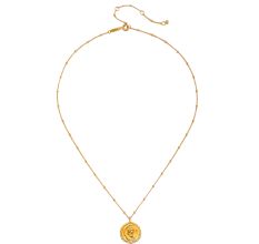 Protective Goddess Gold Necklace, Brass with 22k gold plated, white cz stone Necklace